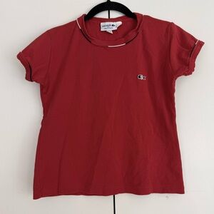 Lacoste Women's Size M Red T-shirt Red White Blue Piping